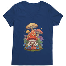 Load image into Gallery viewer, Cottagecore Vneck Shirt, Mushroom Cottagecore Womens Vneck, Goblincore Shirt, Cottagecore Shirt, Mushroom Shirt Womens Clothing Gift For Her