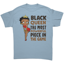 Load image into Gallery viewer, Cute_Betty_Boop_Shirt_Black_Queen_Shirt_Light_Blue_Front_Mockup.png