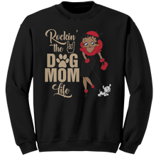 Load image into Gallery viewer, Dog_Mom_Sweatshirt_Rocking_The_Dog_Mom__Black_Mockup.png