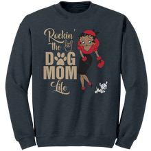 Load image into Gallery viewer, Dog_Mom_Sweatshirt_Rocking_The_Dog_Mom__Dark_Heather_Mockup.png