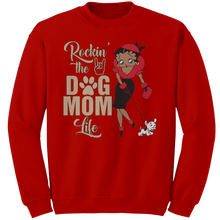 Load image into Gallery viewer, Dog_Mom_Sweatshirt_Rocking_The_Dog_Mom__Red_Mockup.png