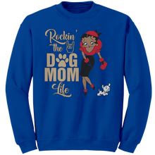 Load image into Gallery viewer, Dog_Mom_Sweatshirt_Rocking_The_Dog_Mom__Royal_Mockup.png