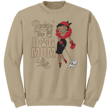 Load image into Gallery viewer, Dog_Mom_Sweatshirt_Rocking_The_Dog_Mom__Sand_Mockup.png