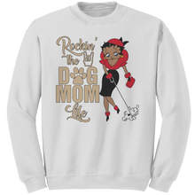 Load image into Gallery viewer, Dog_Mom_Sweatshirt_Rocking_The_Dog_Mom__White_Mockup.png