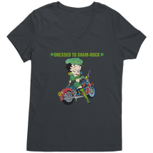 Load image into Gallery viewer, Dressed_To_Shamrock_Vneck_Betty_Boop_Sh_Charcoal_Mockup.png