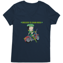 Load image into Gallery viewer, Dressed_To_Shamrock_Vneck_Betty_Boop_Sh_New_Navy_Mockup.png