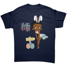 Load image into Gallery viewer, Easter_Shirt_Easter_Egg_Shirt_Betty_Bo_Navy_Front_Mockup.png