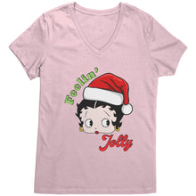 Load image into Gallery viewer, Feeling Jolly Shirt, Cute Betty Boop Vneck, Betty Boop Christmas Shirt, Betty Boop Womens Vneck, Christmas Gifts For Her Womens Clothing