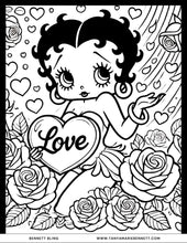 Load image into Gallery viewer, Betty Bling The Color of Love Coloring Book, Betty Boop Coloring Book, Digital Download, Valentine Printable, Valentines Gift, Digital Art
