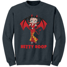 Load image into Gallery viewer, Funny Halloween Sweatshirt, Cute Betty Boop Womens Sweatshirt, Spooky Season Sweatshirt, Halloween Gift For Her Cute Devil Halloween Costume