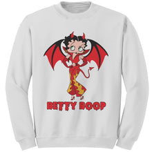 Load image into Gallery viewer, Funny Halloween Sweatshirt, Cute Betty Boop Womens Sweatshirt, Spooky Season Sweatshirt, Halloween Gift For Her Cute Devil Halloween Costume