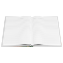 Load image into Gallery viewer, Gods_foot_print_hardcover_notebook_Open_Pages_Flat_Mockup.png