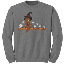 Load image into Gallery viewer, Happy Halloween Sweatshirt, Betty Boop Halloween Sweatshirt Spooky Season Sweatshirt Funny Halloween Gift For Her Halloween Party Sweatshirt