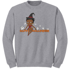 Load image into Gallery viewer, Happy Halloween Sweatshirt, Betty Boop Halloween Sweatshirt Spooky Season Sweatshirt Funny Halloween Gift For Her Halloween Party Sweatshirt