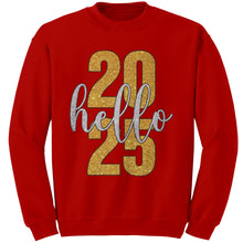 Load image into Gallery viewer, Hello 2025 Sweatshirt, New Year Sweatshirt, New Year Family Sweatshirt, New Year 2025 Christmas Sweatshirt, Holiday Gift, Christmas Gift