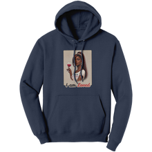 Load image into Gallery viewer, I_Am_Loved_Hoodie_Valentines_Womens_Hoo_Navy_Front_Mockup.png