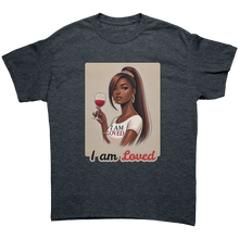 Load image into Gallery viewer, I_Am_Loved_Shirt_Valentines_Womens_Tshi_Dark_Heather_Mockup.png