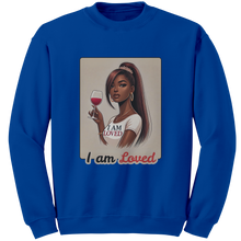 Load image into Gallery viewer, I_Am_Loved_Sweatshirt_Valentines_Womens_Royal_Mockup.png