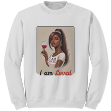 Load image into Gallery viewer, I_Am_Loved_Sweatshirt_Valentines_Womens_White_Mockup.png