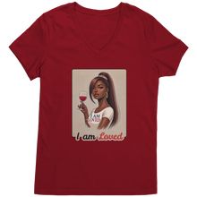 Load image into Gallery viewer, I_Am_Loved_Vneck_I_Am_Loved_Shirt_Wome_Classic_Red_Mockup.png