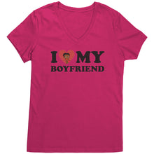 Load image into Gallery viewer, I Love My Boyfriend Shirt, Valentine Shirt, I Heart My Boyfriend Shirt, Valentine's Day Vneck, Valentine Gift For Girlfriend Shirt Vneck