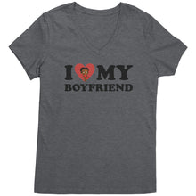 Load image into Gallery viewer, I Love My Boyfriend Shirt, Valentine Shirt, I Heart My Boyfriend Shirt, Valentine's Day Vneck, Valentine Gift For Girlfriend Shirt Vneck