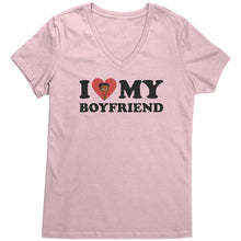 Load image into Gallery viewer, I Love My Boyfriend Shirt, Valentine Shirt, I Heart My Boyfriend Shirt, Valentine's Day Vneck, Valentine Gift For Girlfriend Shirt Vneck