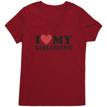 Load image into Gallery viewer, I Love My Girlfriend Shirt, Valentine Shirt, I Heart My Girlfriend Shirt, Valentine's Day Tshirt, Valentine Gift For Boyfriend Shirt Vneck