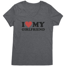 Load image into Gallery viewer, I Love My Girlfriend Shirt, Valentine Shirt, I Heart My Girlfriend Shirt, Valentine's Day Tshirt, Valentine Gift For Boyfriend Shirt Vneck
