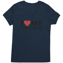 Load image into Gallery viewer, I Love My Girlfriend Shirt, Valentine Shirt, I Heart My Girlfriend Shirt, Valentine's Day Tshirt, Valentine Gift For Boyfriend Shirt Vneck