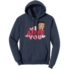 Load image into Gallery viewer, I_Love_You_Betty_Boop_Hoodie_I_Love_You_Navy_Front_Mockup.png