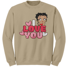 Load image into Gallery viewer, I_Love_You_Betty_Boop_Sweatshirt_I_Love__Sand_Mockup.png