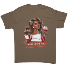 Load image into Gallery viewer, I_Woke_Up_Like_This_Shirt_Womens_Graphi_Brown_Savana_Front_Mockup.png