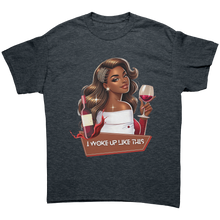 Load image into Gallery viewer, I_Woke_Up_Like_This_Shirt_Womens_Graphi_Dark_Heather_Mockup.png