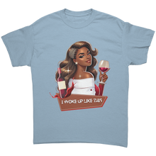 Load image into Gallery viewer, I_Woke_Up_Like_This_Shirt_Womens_Graphi_Light_Blue_Front_Mockup.png