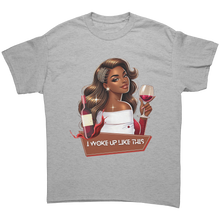Load image into Gallery viewer, I_Woke_Up_Like_This_Shirt_Womens_Graphi_Sport_Grey_Front_Mockup.png