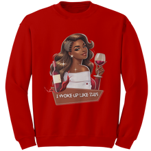 Load image into Gallery viewer, I_Woke_Up_Like_This_Sweatshirt_Womens_G_Red_Mockup.png