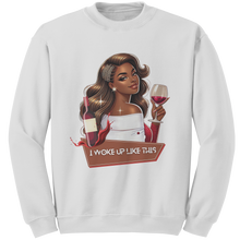 Load image into Gallery viewer, I_Woke_Up_Like_This_Sweatshirt_Womens_G_White_Mockup.png