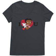 Load image into Gallery viewer, I love You Betty Boop Vneck, I Love You Shirt, Cute Betty Boop Shirt Christmas Gifts For Her, Black Betty Boop Design Womens Vneck Shirt