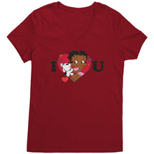 Load image into Gallery viewer, I love You Betty Boop Vneck, I Love You Shirt, Cute Betty Boop Shirt Christmas Gifts For Her, Black Betty Boop Design Womens Vneck Shirt