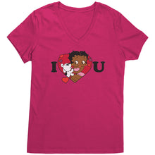 Load image into Gallery viewer, I love You Betty Boop Vneck, I Love You Shirt, Cute Betty Boop Shirt Christmas Gifts For Her, Black Betty Boop Design Womens Vneck Shirt
