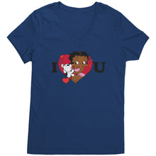 Load image into Gallery viewer, I love You Betty Boop Vneck, I Love You Shirt, Cute Betty Boop Shirt Christmas Gifts For Her, Black Betty Boop Design Womens Vneck Shirt