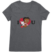 Load image into Gallery viewer, I love You Betty Boop Vneck, I Love You Shirt, Cute Betty Boop Shirt Christmas Gifts For Her, Black Betty Boop Design Womens Vneck Shirt