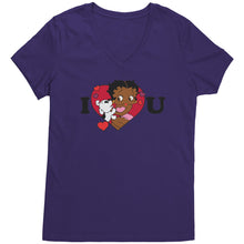 Load image into Gallery viewer, I love You Betty Boop Vneck, I Love You Shirt, Cute Betty Boop Shirt Christmas Gifts For Her, Black Betty Boop Design Womens Vneck Shirt