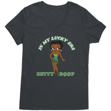 Load image into Gallery viewer, In_My_Lucky_Era_Vneck_Betty_Boop_Shirt_Charcoal_Mockup.png