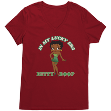 Load image into Gallery viewer, In_My_Lucky_Era_Vneck_Betty_Boop_Shirt_Classic_Red_Mockup.png