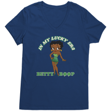 Load image into Gallery viewer, In_My_Lucky_Era_Vneck_Betty_Boop_Shirt_Deep_Royal_Mockup.png