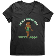 Load image into Gallery viewer, In_My_Lucky_Era_Vneck_Betty_Boop_Shirt_Jet_Black_Mockup.png