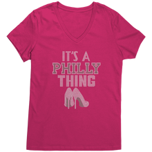Load image into Gallery viewer, Its_a_Philly_Thing_Vneck_Philadelphia__Dark_Fuchsia_Mockup.png