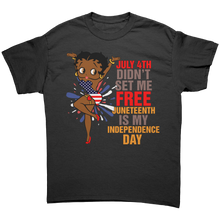 Load image into Gallery viewer, Juneteenth_Freedom_Shirt_Black_Girl_Mag_Black_Front_Mockup.png